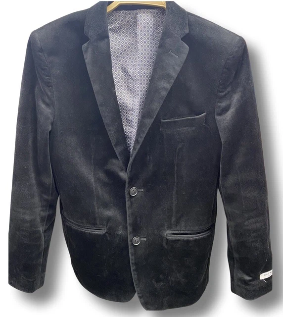 Isaac Mizrahi Boys Velvet Velour 2 Button Black Dress Blazer Lined Sz Youth 16