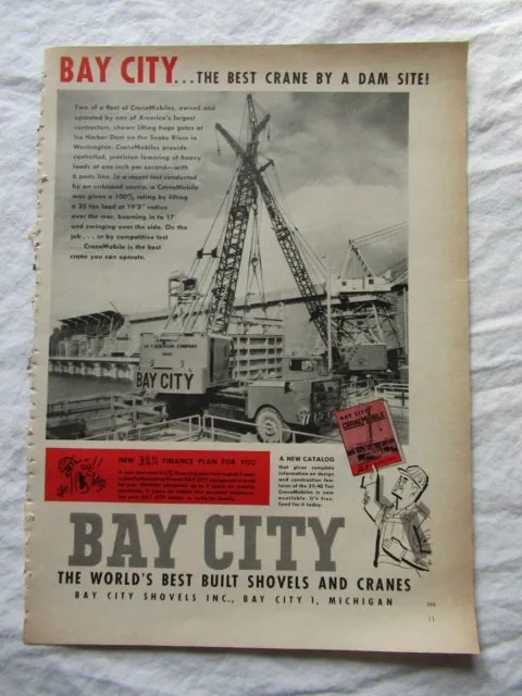 1959 Print AD Bay City Shovel and Cranes 11X8"
