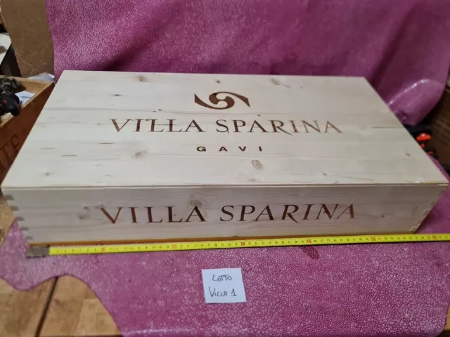 cassa di legno vuota del vino Villa Sparina Gavi da 6 bottiglie