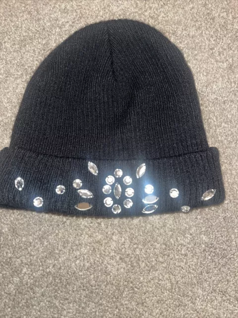 Next Girls Black Beanie Hat Age 7-10 Years