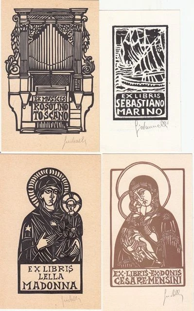 8 Exlibris Bookplate Hochdrucke Vito Giovannelli 1933 Konvolut Lot Marino