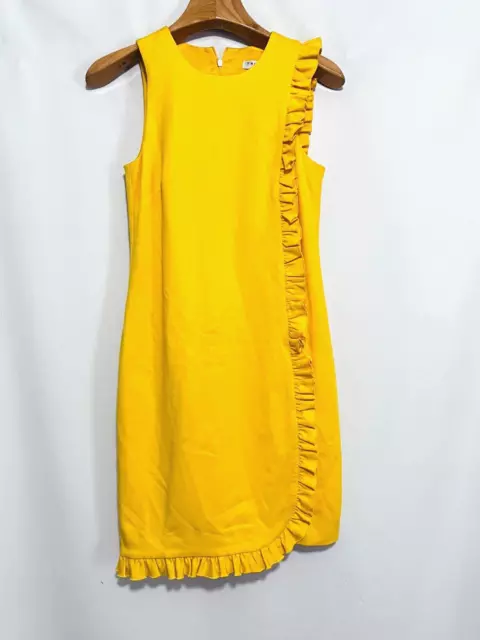 TRINA TURK Dress Womens Size 0 Yellow ruffle EUC sleeveless