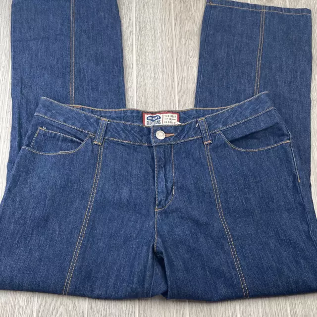 Old Navy Women's Tan Pleat Stitching Straight Leg Jeans Blue Size 10 3