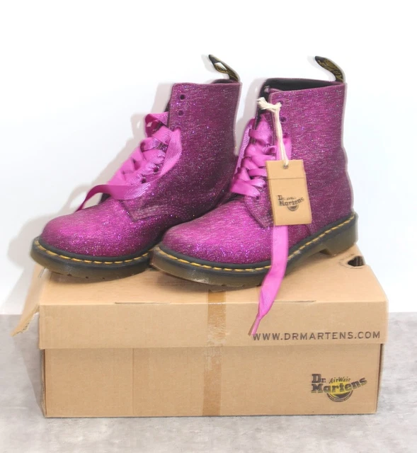 DR MARTENS 1460 Pascal Pink Purple Multi Glitter Ankle Boots Size UK 6 ...