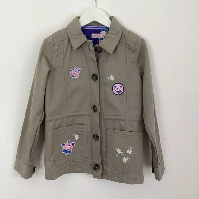 Cath Kidston girls 8-9 lightweight jacket shacket khaki floral patch embroidered