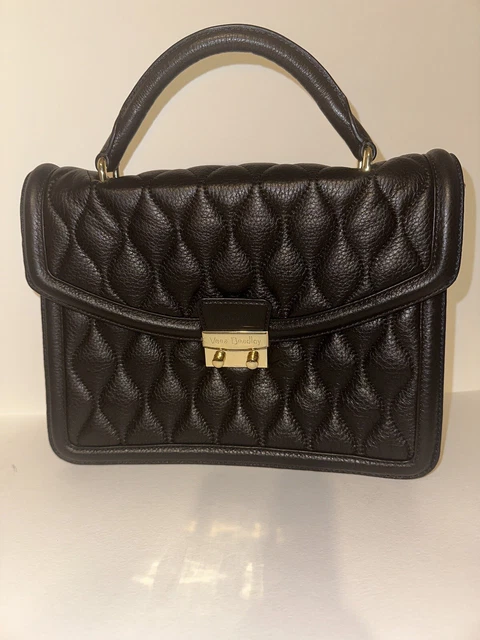 Vera Bradley Genuine Leather Black CrossBody Crossbody Purse Satchel Lydia Quilt Vera Bradley Genuine Leather Black CrossBody Crossbody Purse Satchel Lydia Quilt