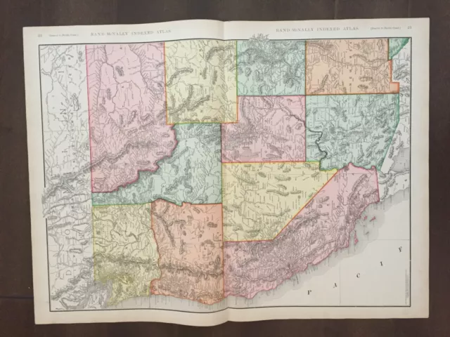 Large 21" X 28" COLOR Rand McNally Map of the Wastern Half of the U.S.  (1905)