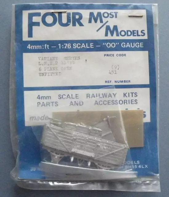 ABS Four Most Models White Metal 4mm Kit 451 - LNER 6 Plank Unfitted Open Wagon