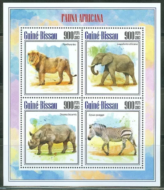 Guinea Bissau 2014 Afrikanische Fauna Blatt Von Vier Briefmarken