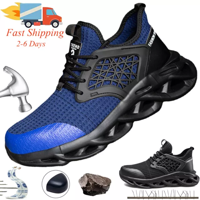 Mens Safety Work Shoes Steel Toe Sneakers Breathable Indestructible Boots Size13