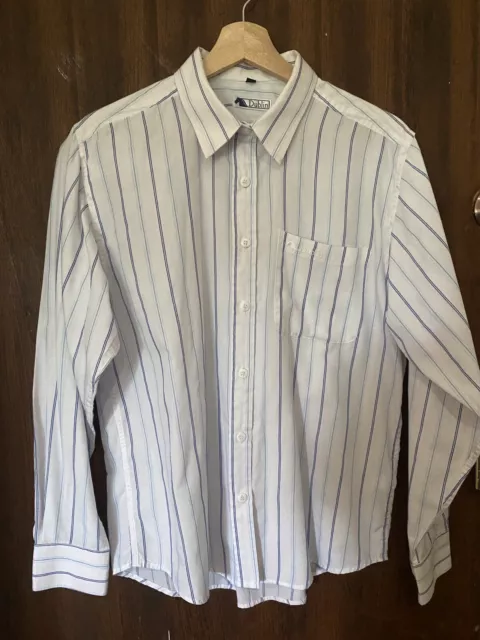 DUBLIN ladies Size 14 Show Shirt White Blue Pin Stripes Western