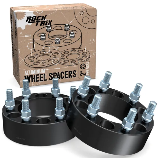 2pc 2.0" 6x139.7 (6Lug) Black Wheel Spacers | 14x1.5 Studs | Chevy & GMC Trucks
