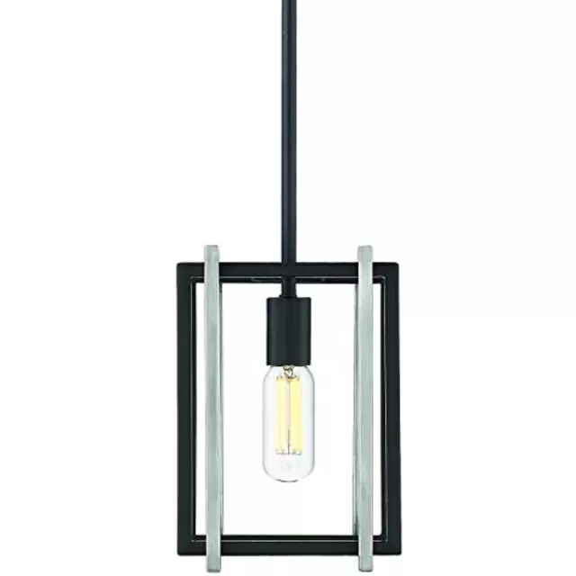 Golden Lighting 6070-M1L BLK-PW One Light Mini Pendant, Black