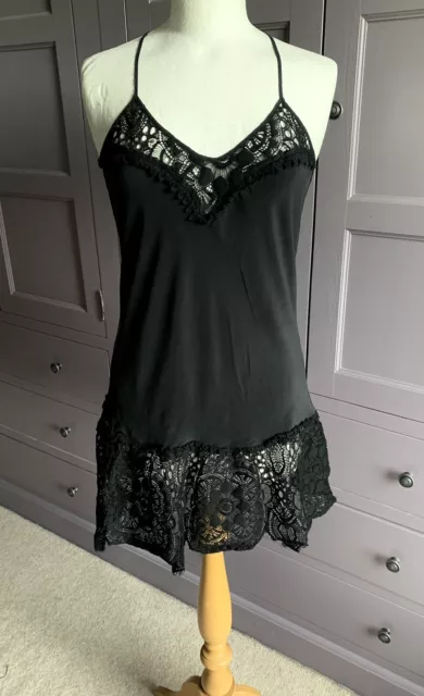 Marjolaine Black Silk & Lace Chemise - Size 40