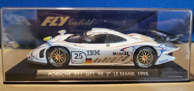 Fly 1/32 Porsche 911 GT1 98 IBM MOBIL #25 second Le Mans 1998 A72 Slot Car