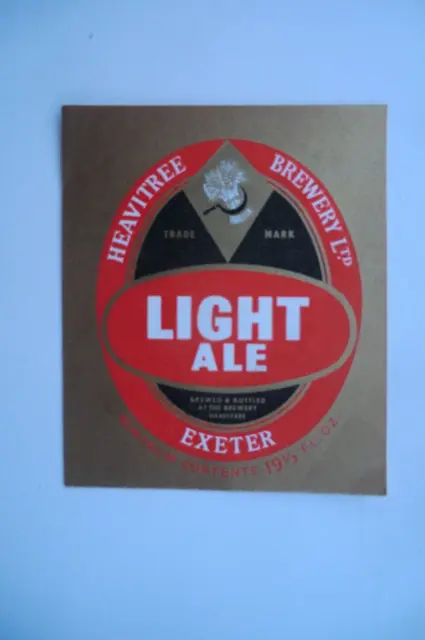 MINT HEAVITREE BREWERY EXETER LIGHT ALE 19 1/3 fl oz  BREWERY BEER BOTTLE LABEL