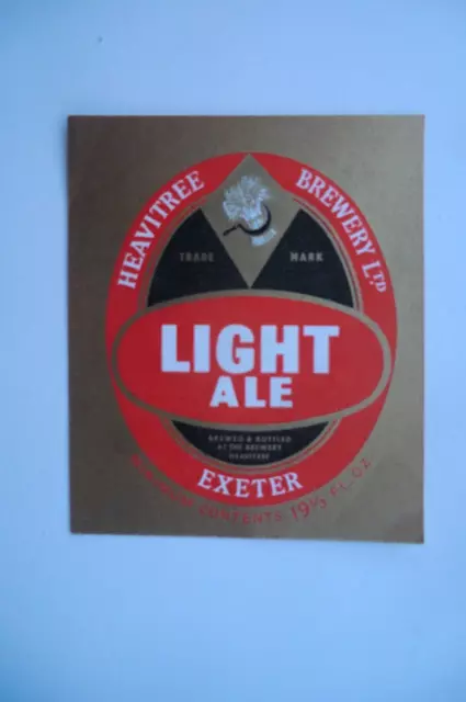 MINT HEAVITREE BREWERY EXETER LIGHT ALE 19 1/3 fl oz  BREWERY BEER BOTTLE LABEL