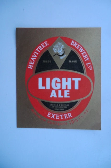 NEUWERTIG HEAVITREE BRAUEREI EXETER LIGHT ALE 19 1/3 Flüssigunzen BRAUEREI BIERFLASCHE ETIKETT