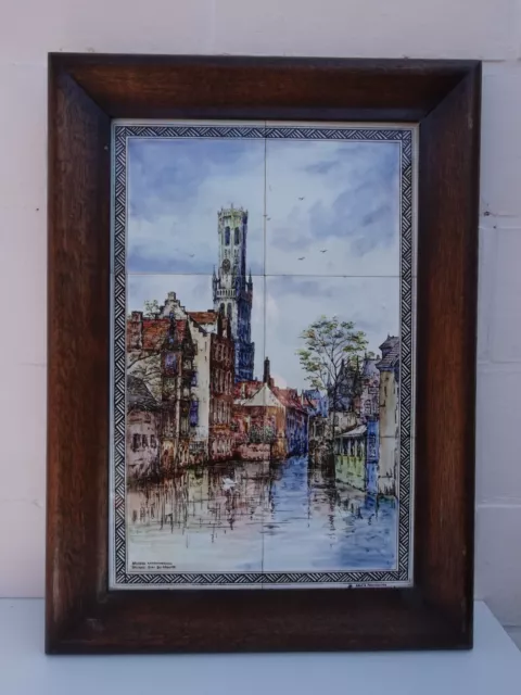 Polychrome Delftware Delft Cermic Tile Tiles Framed Wall Art Hand Painted Bruges
