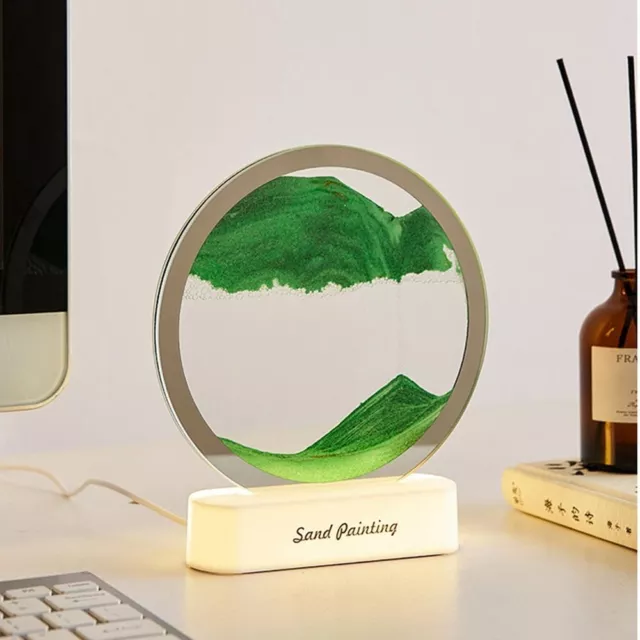 3D Moving Sand Art LED Table Lamp Creative Natural Landscape Quicksand Painting.