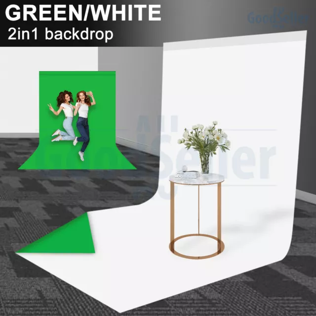 3M Photo Muslin Backdrop Background Studio White/Green Screen Collapsible Cloth