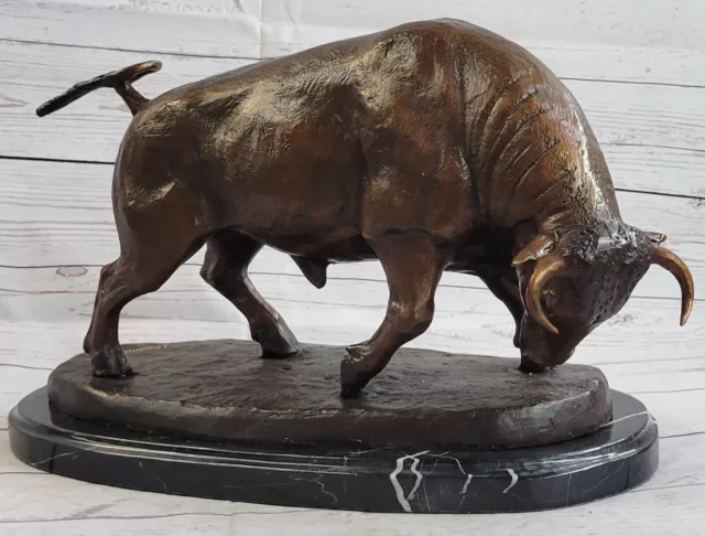 25 Lbs Charging Bull Bronze Sculpture Statue By Moigniez Hot Cast Figurine Sale