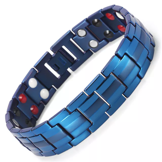 MENS MAGNETIC BIO ENERGY TITANIUM BRACELET 4in1 HEALTH ARTHRITIS PAIN RELIEF 13B