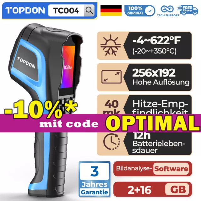 TOPDON TC004 Infrarot Wärmebildkamera 256x192 Infrarotkamera Thermogafie 8-14μm