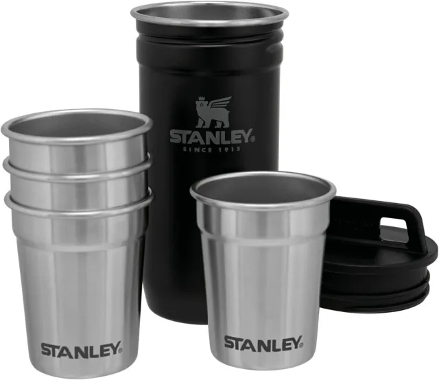 Stanley Flasque & Emboîtement Shot Lunettes Ensemble Shop Tasses 59ml Noir Mat -