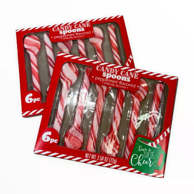 Peppermint Candy Cane Spoons, 6-ct. Boxes; Lot of 2 Box (12 Spoons)