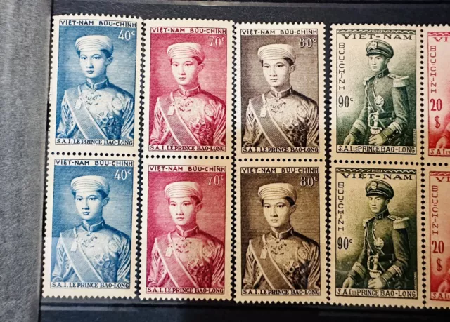 South Viet Nam Crown Prince Bao Long MNH pair stamps full set 1954 2
