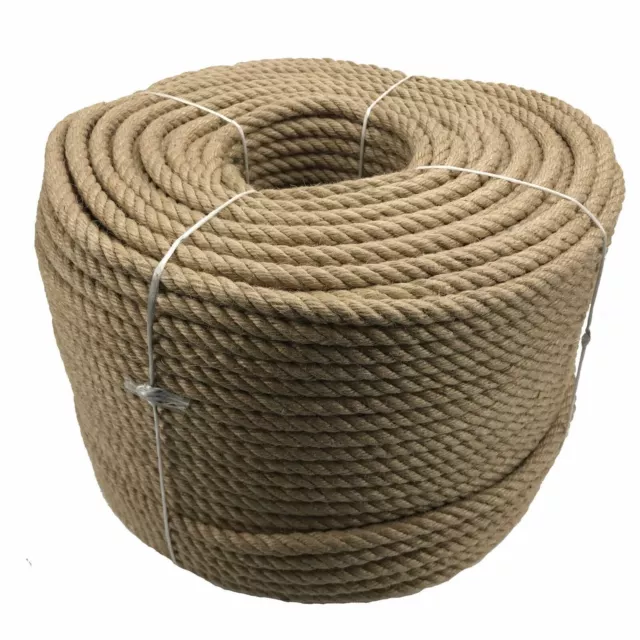 28mm Natural Jute Rope Twisted Decking Cord Garden Boating Twine - Select Length