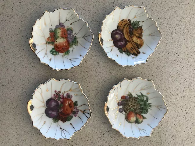 Vintage Superior quality japan 4 x leaf jam or trinket dishes