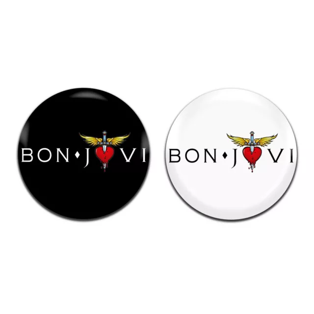 2x Bon Jovi Band Heavy Rock Glam 80's 25mm / 1 Inch D Pin Button Badges