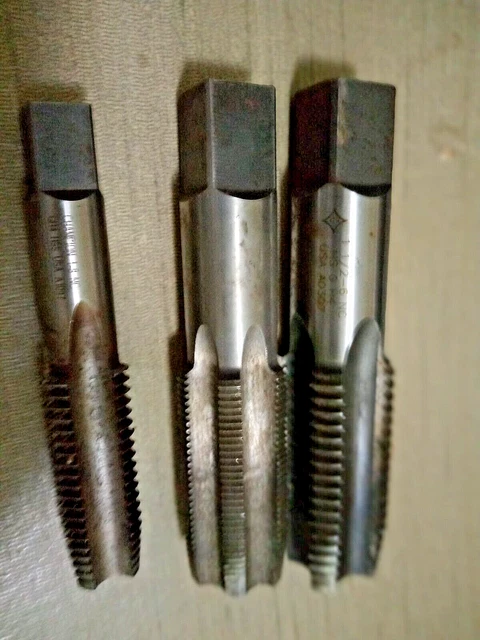 (3) BIG TAPS Large Straight Flute Hand Taps Unmarked Machinist