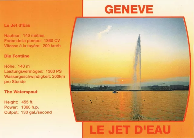 Postcard Schweiz Switzerland Suisse Genf Geneve Lac Leman Fontäne Springbrunnen