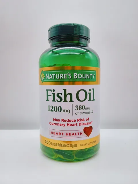Nature's Bounty Fish Oil 1200 mg 360 mg of Omega 3 200 Softgels exp 12/2024