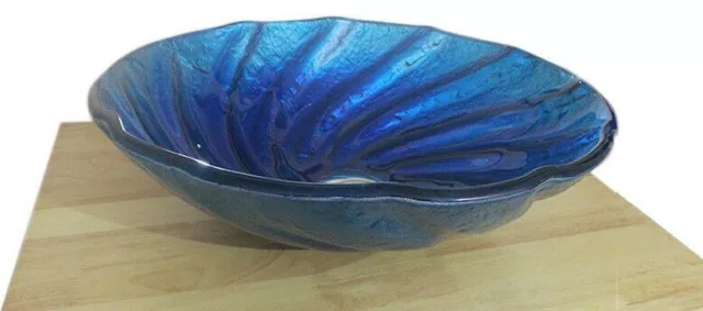 BLUE Turquoise ROUND RIPPLE GLASS BASIN SINK WASH BOWL LUXURY DESIGNER BATHROOM