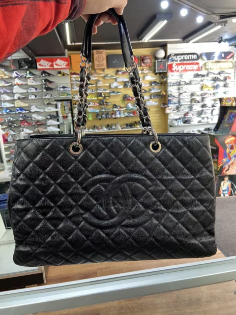 Auth Chanel GST Bag Black Caviar With Gold tone Hardware bag 1K030070n