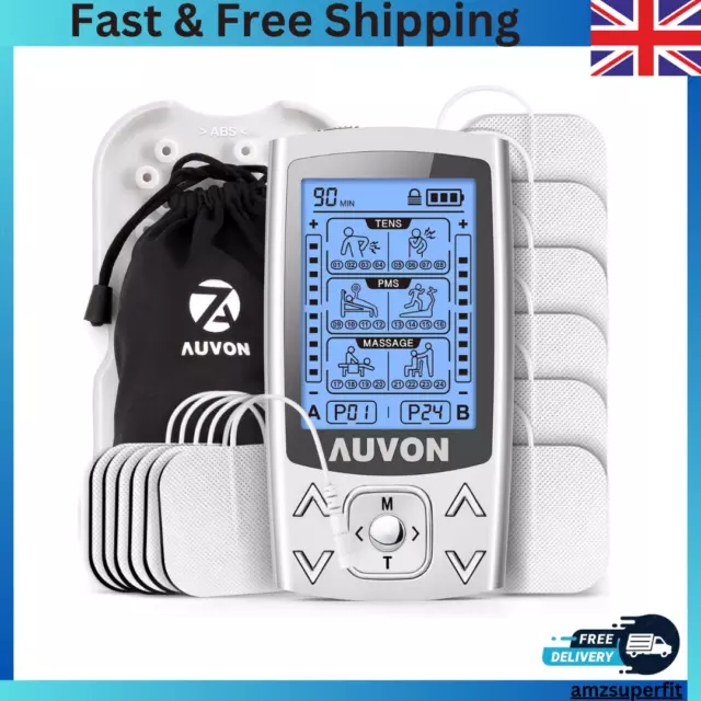 AUVON Dual Channel TENS EMS Machine for Pain Relief, 24 Modes TENS Unit Muscle