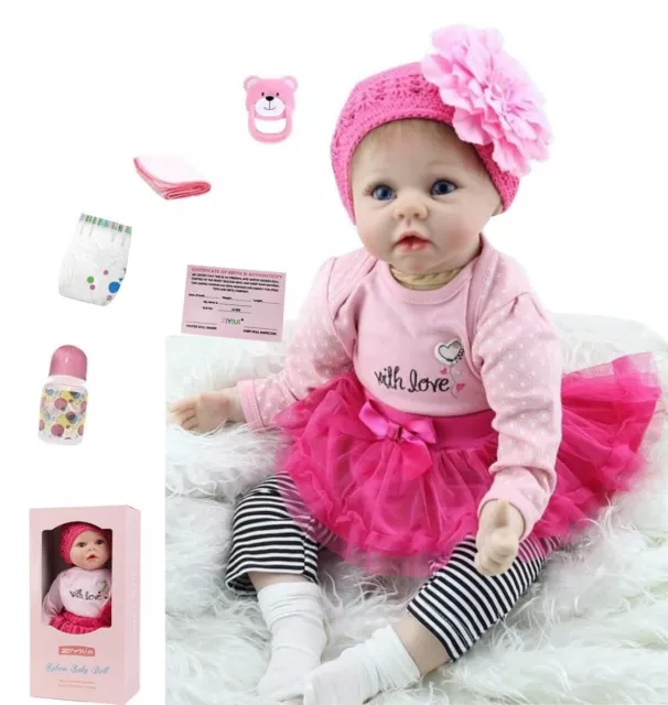 22" Reborn Dolls Baby Vinyl Silicone Soft Handmade Lifelike Newborn Doll Gift