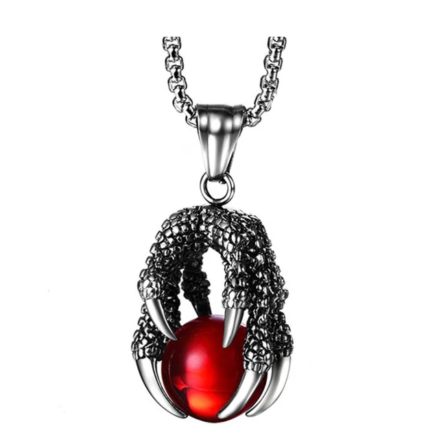JewelryWe Collana Steampunk con Pendente Drago: Collana Catena da Uomo Grande Ciondolo Halloween Cosplay in Acciaio Inossidabile