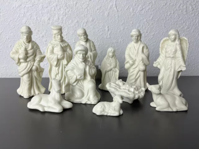 Vintage 4" Ceramic Nativity Set Scene 11 Pieces