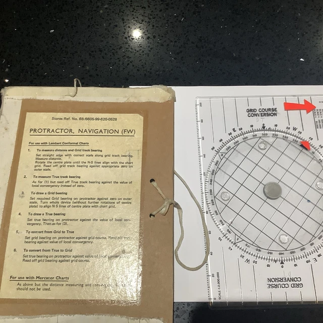 Pilot Protractor RAF PILOTS VINTAGE Grid Course Conversion Navigation Protractor - 6B ...