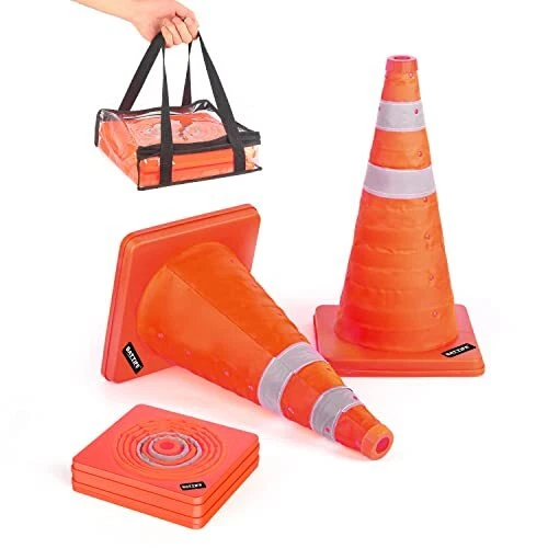 [Pack] 18'' inch Collapsible Traffic Safety Cones Cones, Multi 2 Orange