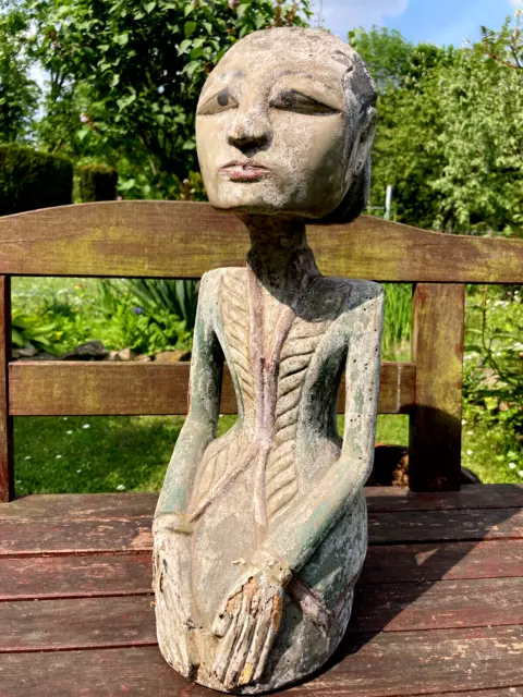 45cm 3 kg Holz Statue Javanesischer Bräutigam Hochzeitspaar Loro Blonyo Antik!!