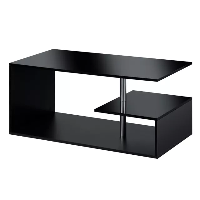 Modern LED High Gloss Coffee Table Center Cocktail Table w/ Open Storage Shelf