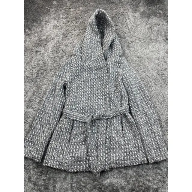 Mossimo Supply Co Jacket Womans Small Gray Tweed Acrylic Wool Hooded Belted Coat