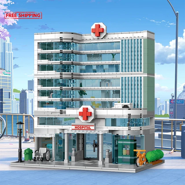 CITY HOSPITAL MODULAR Building Set with LED Lights, Compatible