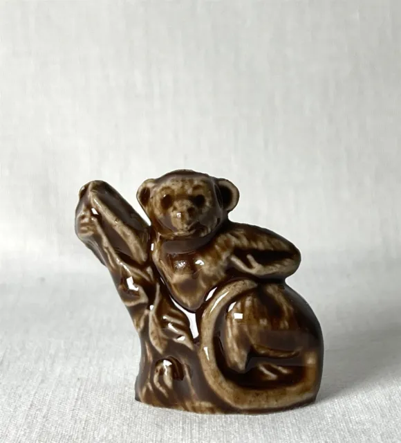 Vintage Wade Whimsies Porcelain Ceramic Ornament Figurine Dark Brown Monkey Ape